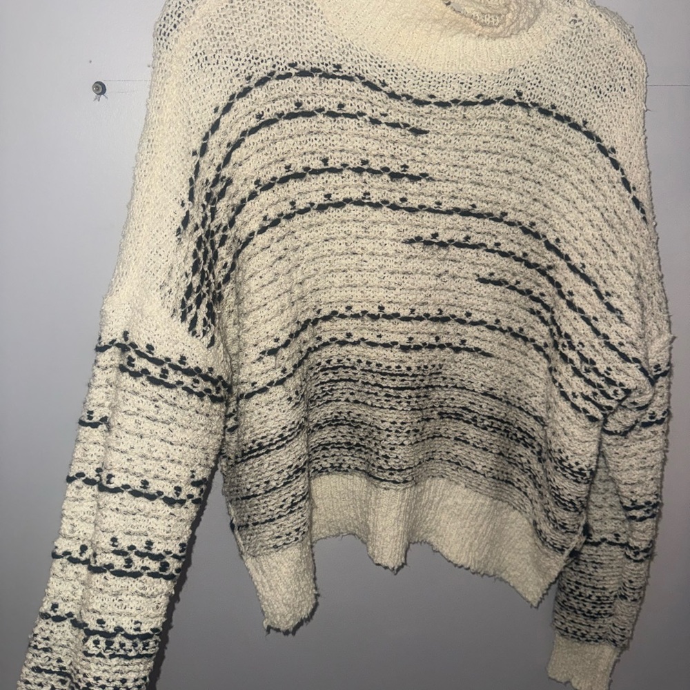 Knox Rose Cream and Black Turtleneck Sweater